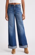 1822 Denim High Waist Cuff Slim Wide Leg Jeans