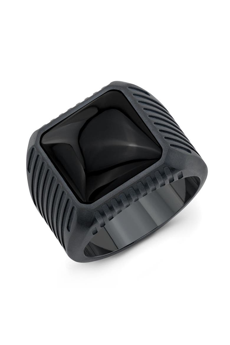 Onyx Block Ring, Main, color, Black