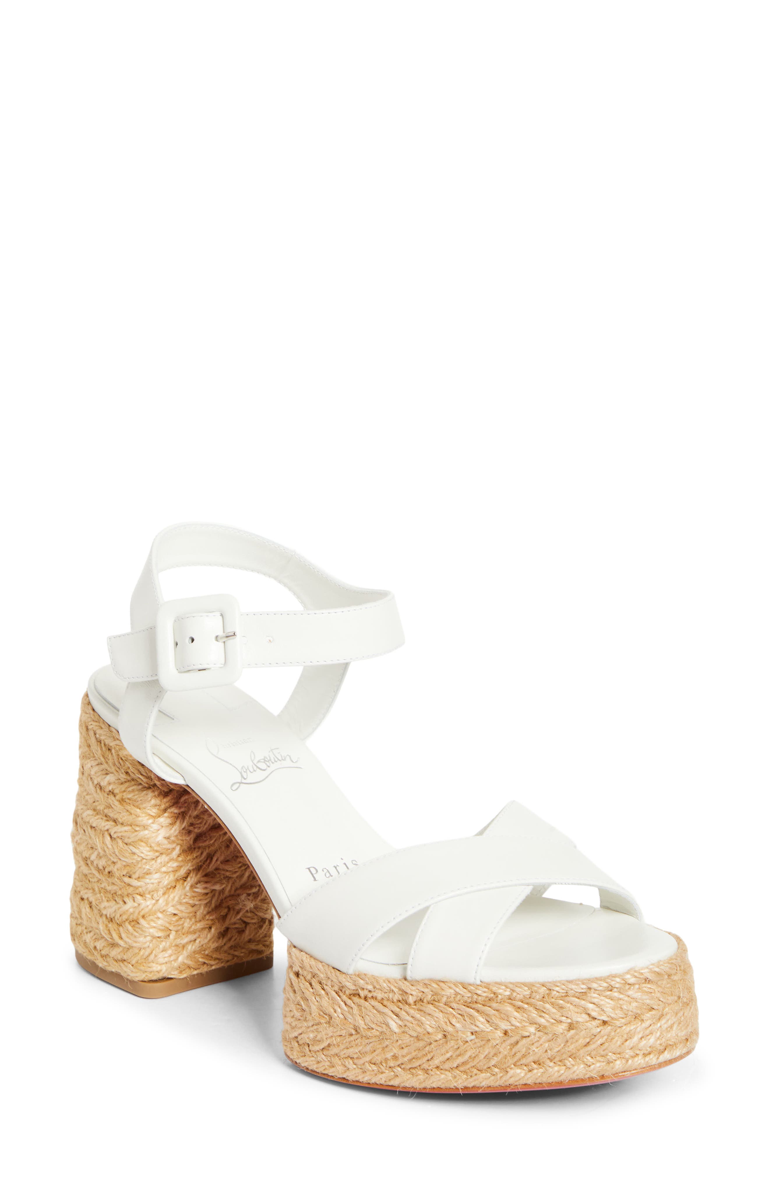 Christian Louboutin Calakala Espadrille Platform Sandal, Main, color, Bianco/ Lin Bianco