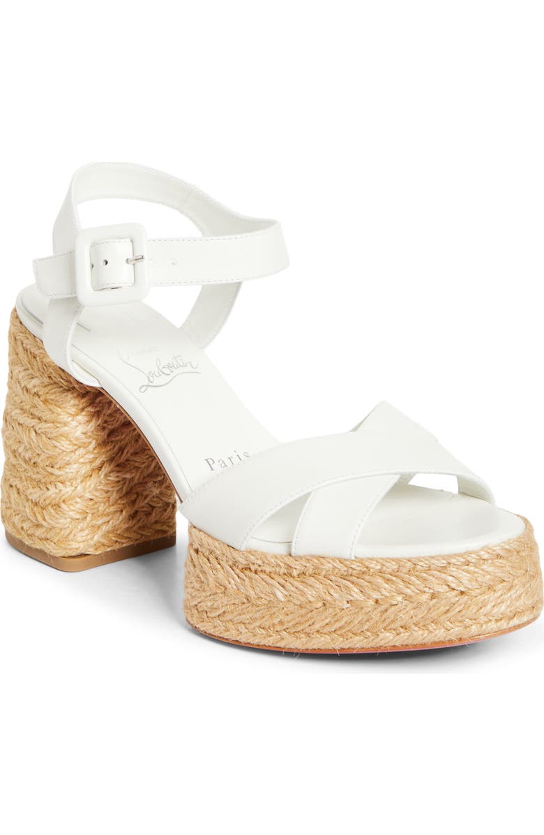Christian Louboutin Calakala Espadrille Platform Sandal, Main, color, Bianco/ Lin Bianco