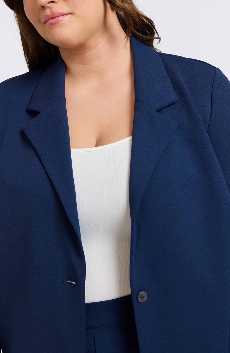 Foxcroft Morgan Crepe Knit Blazer, Alternate, color, Navy