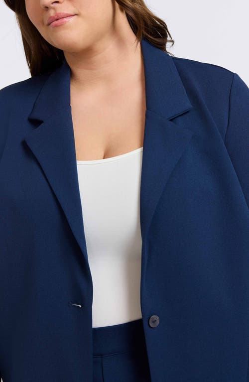 Foxcroft Morgan Crepe Knit Blazer In Navy