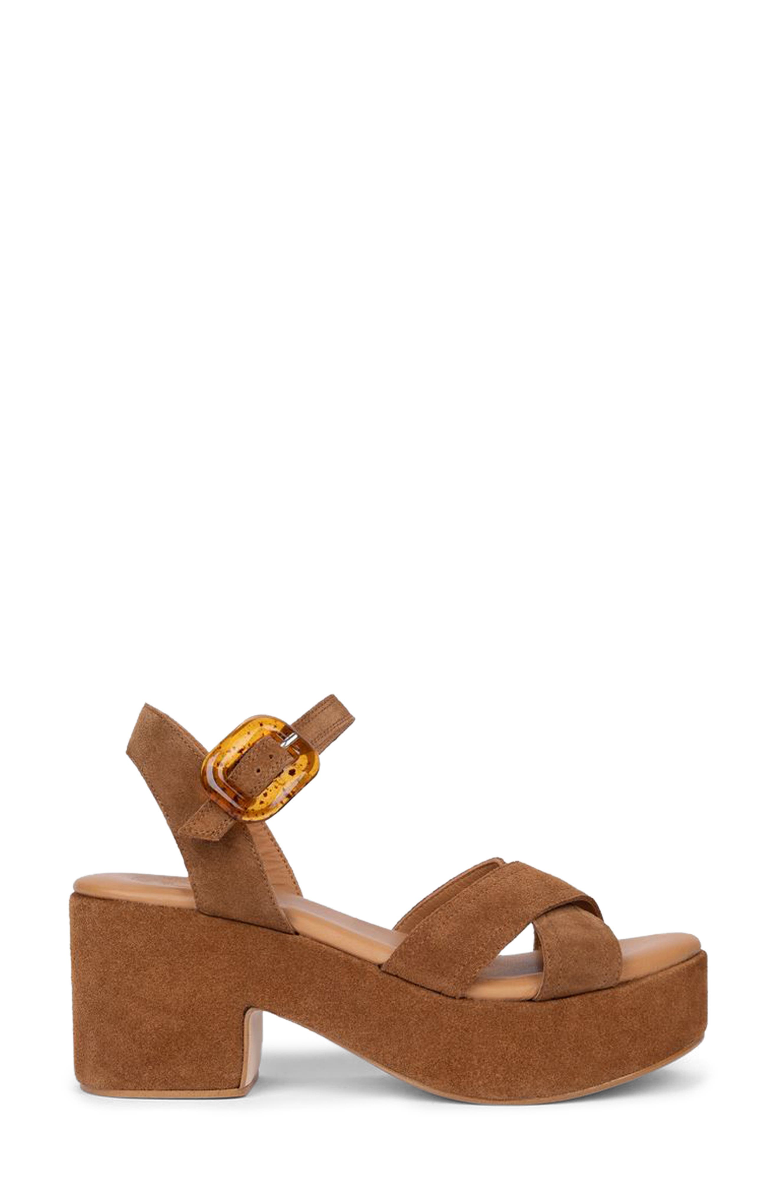 Penelope Chilvers Bella Ankle Strap Platform Sandal, Main, color, Peat
