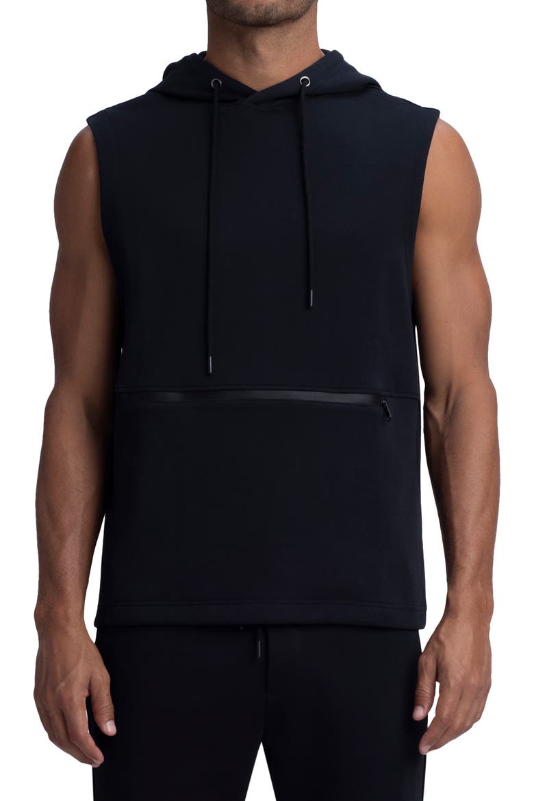 Comfort Sleeveless Hoodie, Main, color, BLACK
