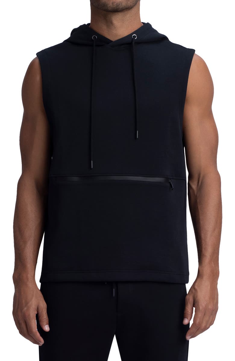 Bugatchi Comfort Sleeveless Hoodie, Main, color, Black