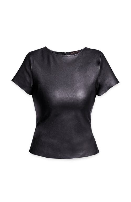 As By Df Brando Stretch Leather Tee In Black