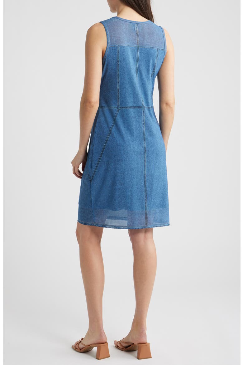 Denim & Mesh Minidress, Alternate, color, INDIGO