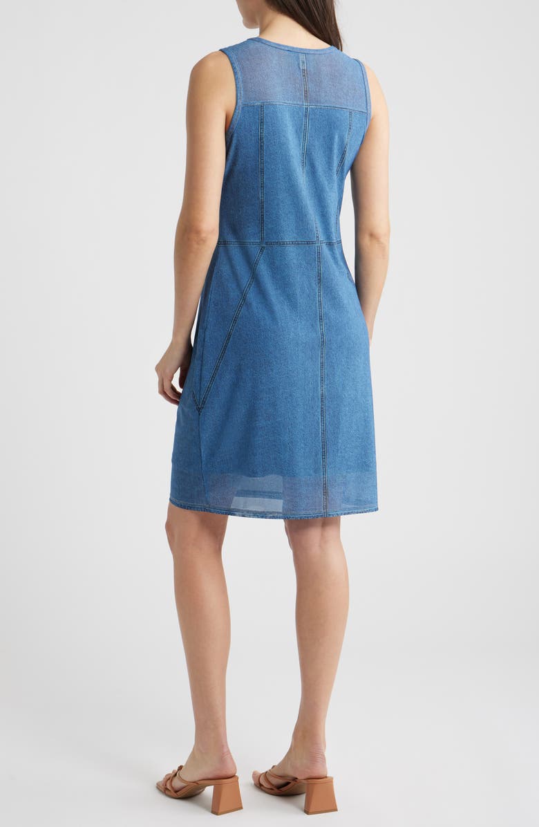 CITY BLUES Denim & Mesh Minidress, Alternate, color, Indigo
