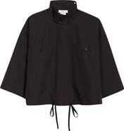 Lafayette 148 New York Oversize Cotton Poplin Crop Shirt Jacket
