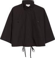 Lafayette 148 New York Oversize Cotton Poplin Crop Shirt Jacket