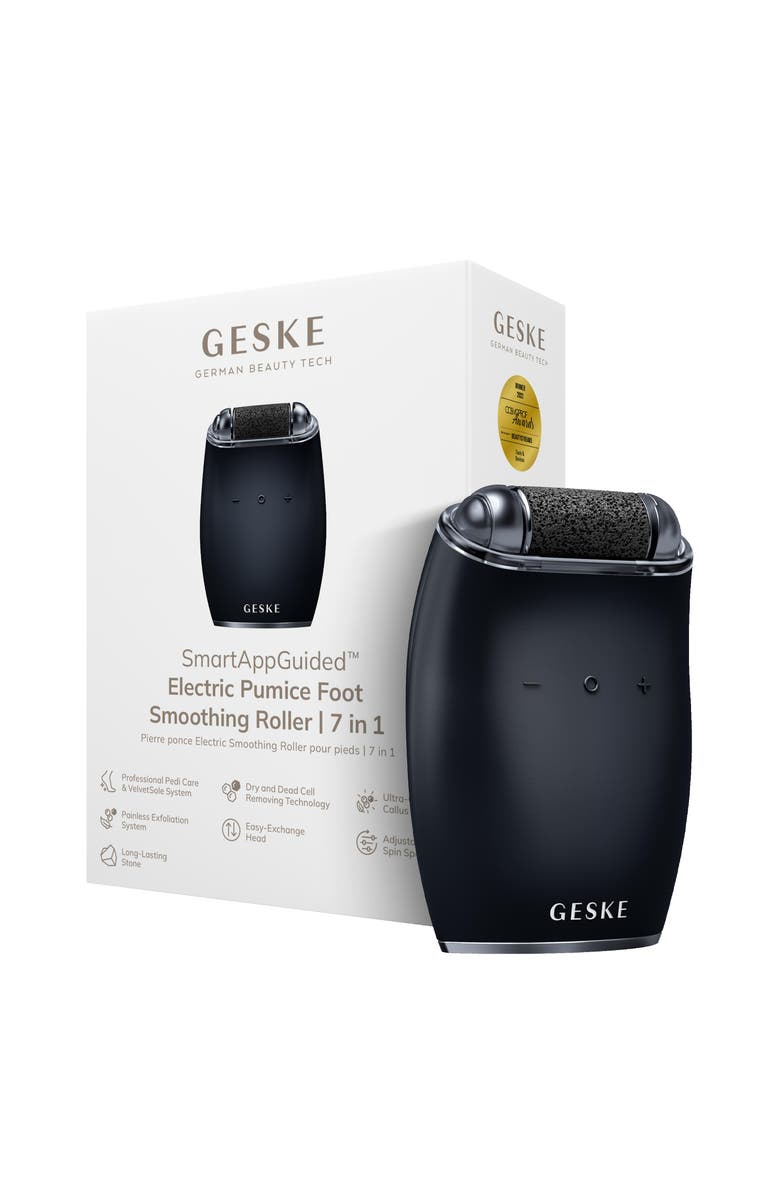 GESKE SmartAppGuided Electric Pumice Foot Smoothing Roller | 7 in 1, Main, color, Black