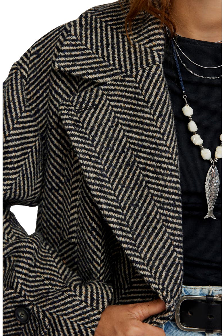 Ari Herringbone Peacoat, Alternate, color, BLACK