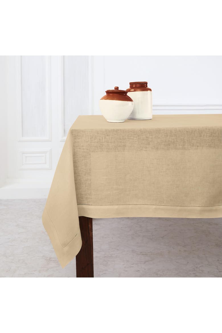 Linen Tablecloth - Classic Hemstitch, Main, color, Beige