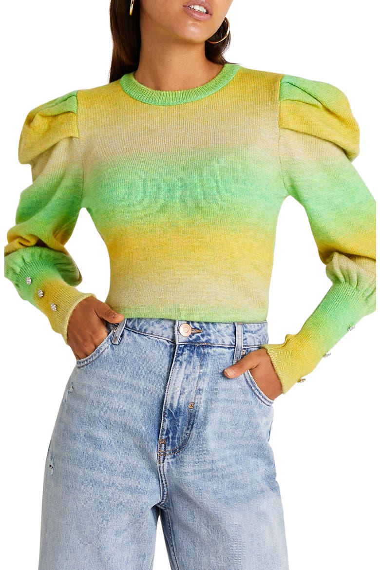 Ombré Stripe Sweater, Main, color, BRIGHT GREEN
