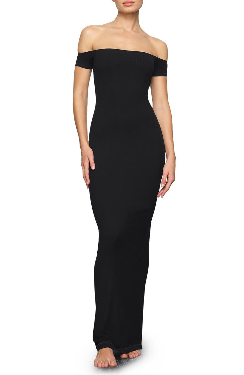 SKIMS Soft Lounge Off the Shoulder Dress, Main, color, 