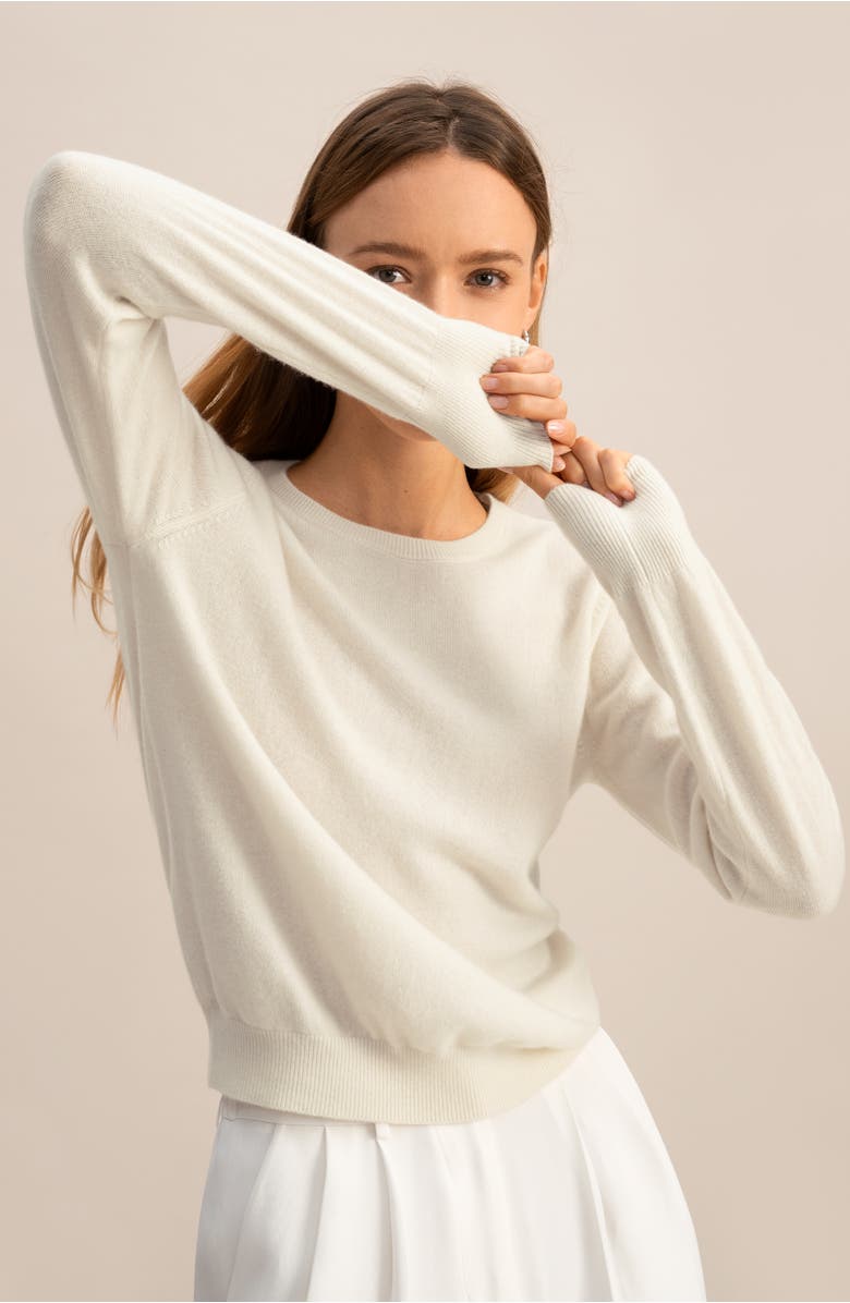 Lilysilk Women
s Cashmere Super Soft Crewneck Sweater, Alternate, color, Natural White