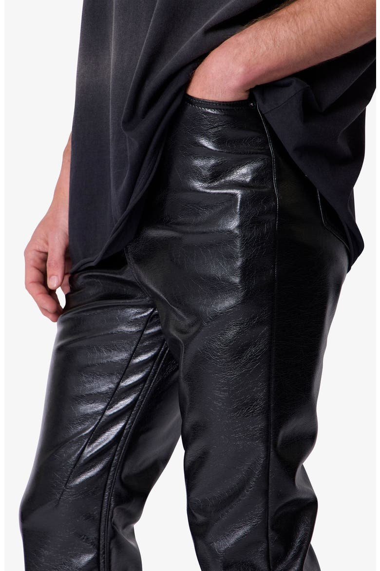 Super Stacked Faux Leather Pants, Alternate, color, BLACK
