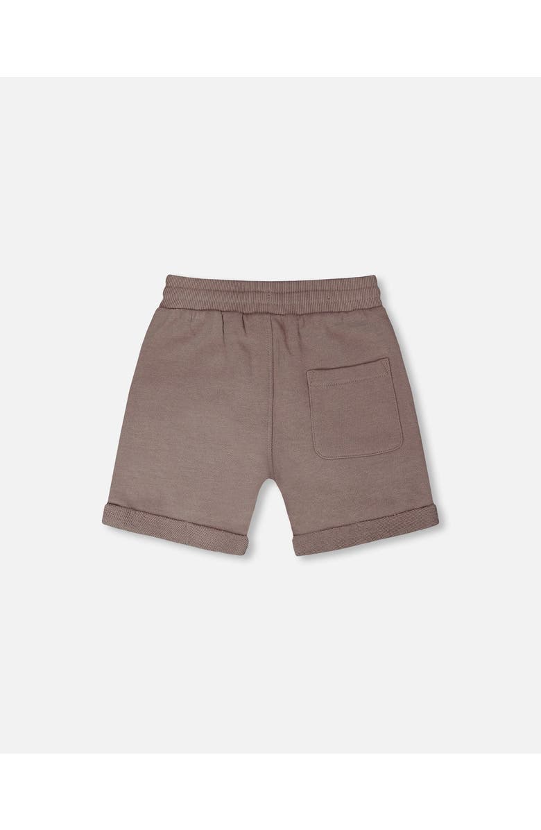 Deux par Deux Elastic Waistband Slant Pockets French Terry Shorts, Alternate, color, Taupe
