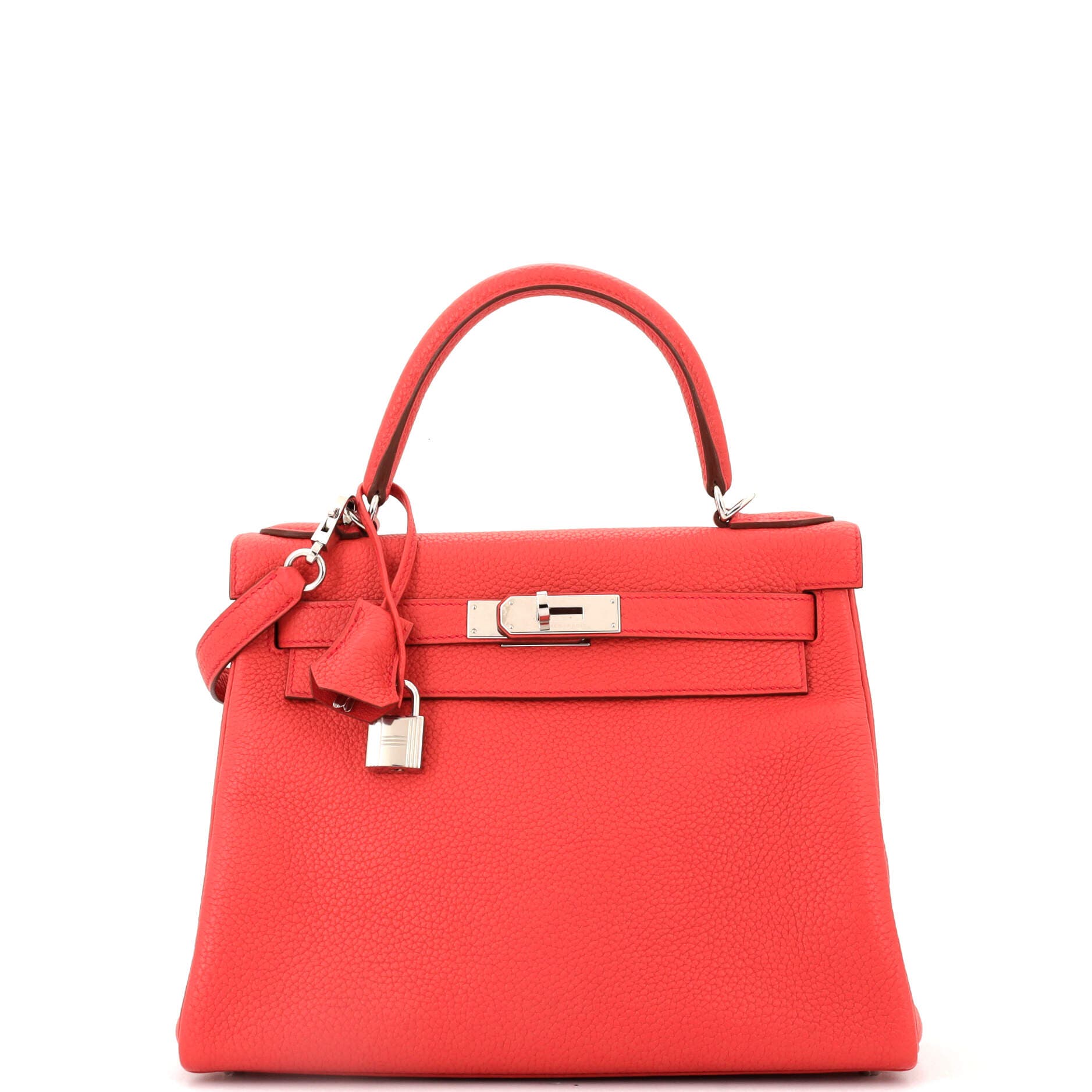 Pre-Owned Hermes Kelly Handbag Pink Togo with Palladium Hardware 28, Main, color, Bougainvillier