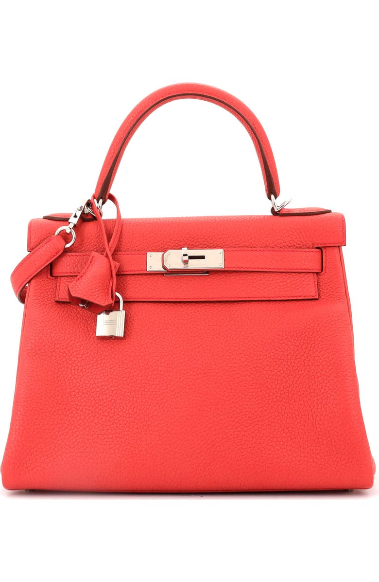 Pre-Owned Hermes Kelly Handbag Pink Togo with Palladium Hardware 28, Main, color, Bougainvillier