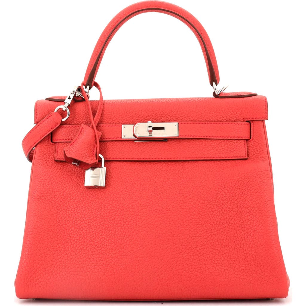 Pre-owned Hermes Hermes Kelly Handbag Pink Togo With Palladium Hardware 28 In Purple