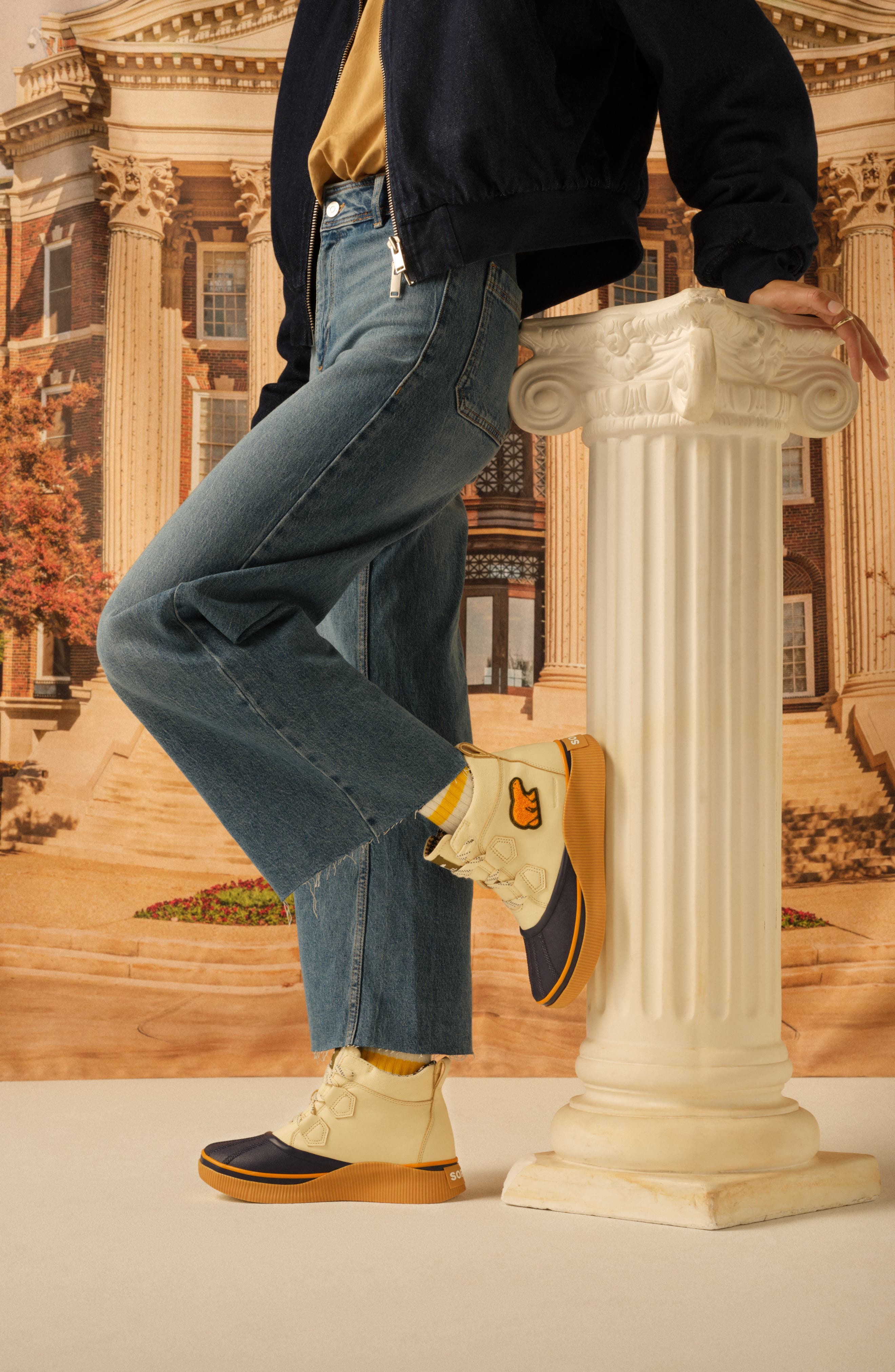 SOREL Out N About IV Classic Waterproof Duck Boot, Alternate, color, Honey White/ Dark Midnight