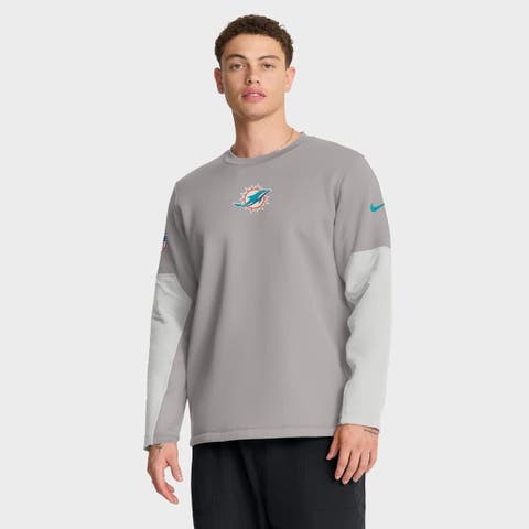 Men's Nike Gray Miami Dolphins Sideline Coach Therma-FIT Long Sleeve T-Shirt