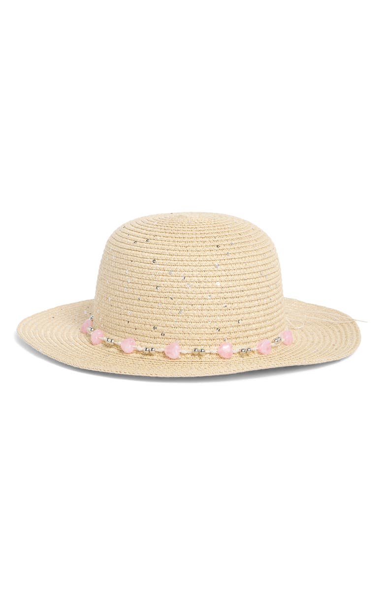 Capelli New York Kids' Butterfly Straw Floppy Hat, Main, color, Natural
