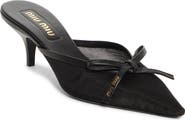 Miu Miu Bow Mesh Kitten Heel Mule