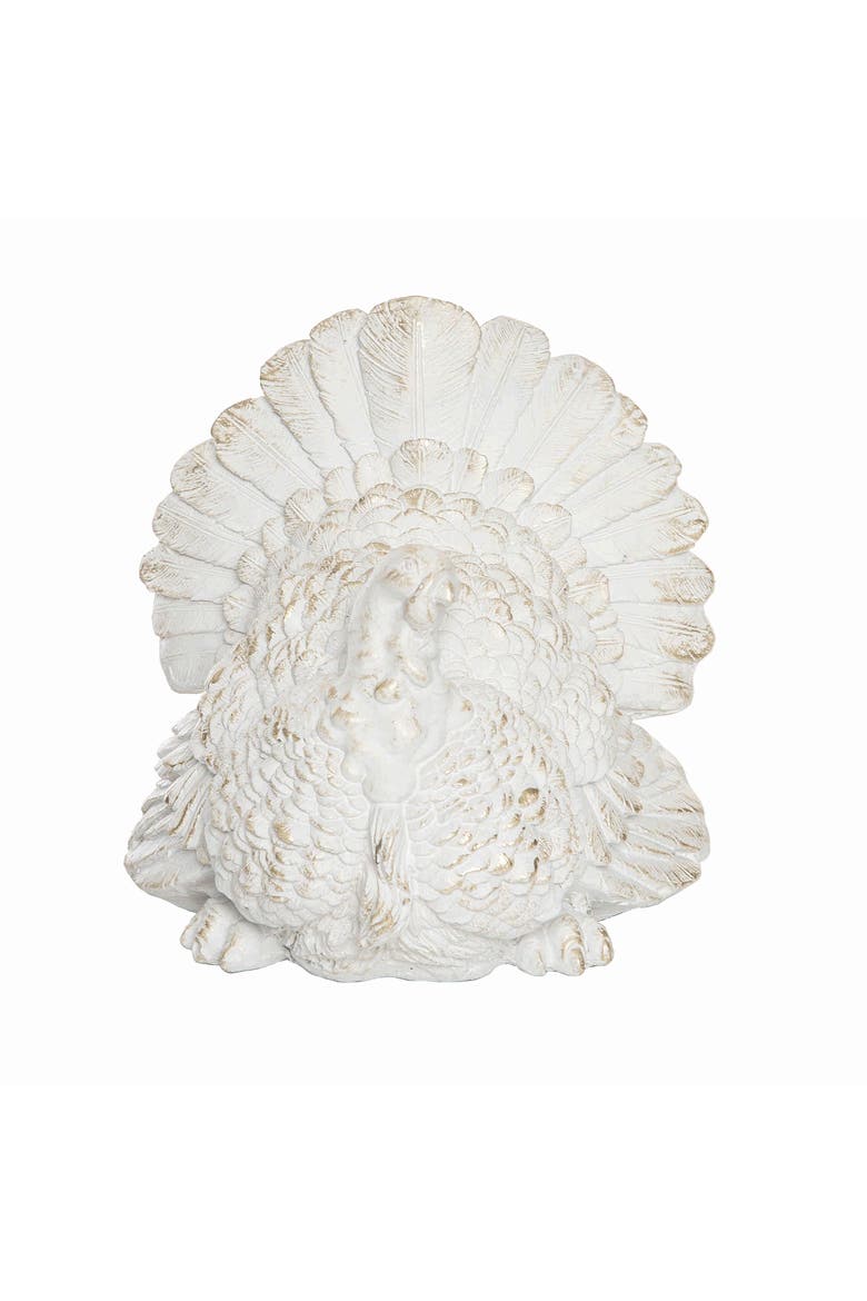 Large Champagne White Thanksgiving Turkey Figurine, Alternate, color, White