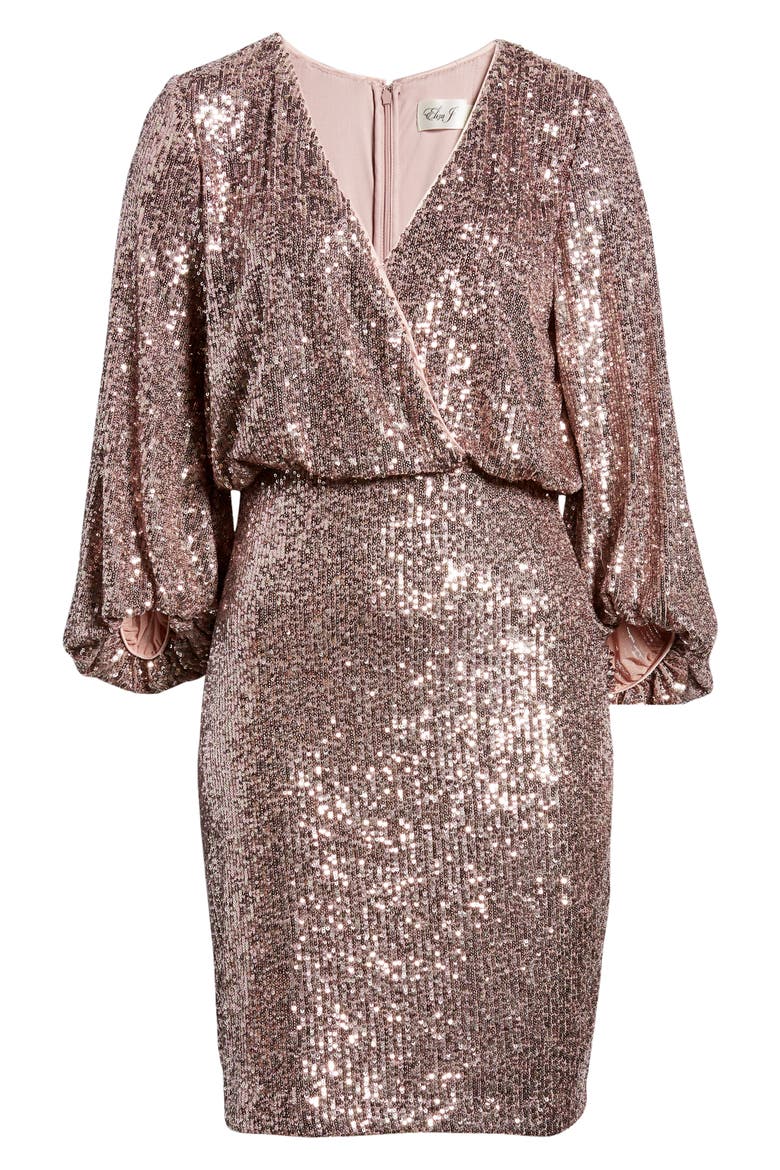 Sequin Balloon Sleeve Cocktail Dress, Alternate, color, MAU