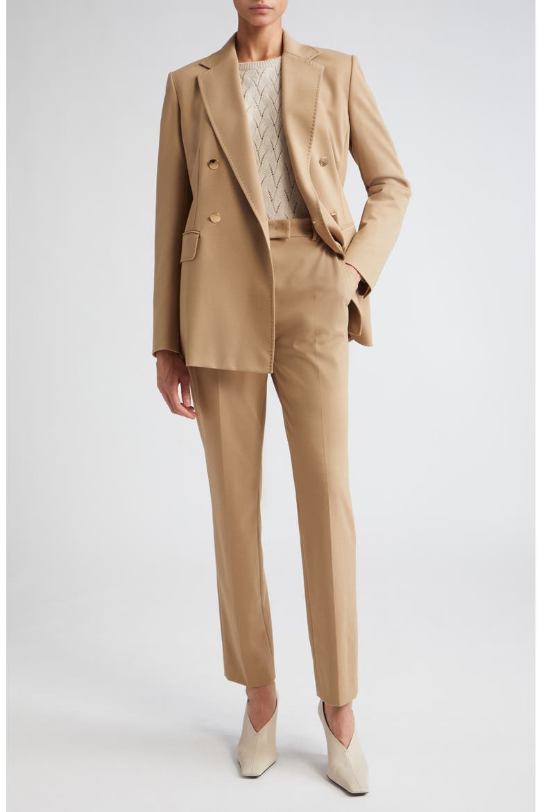 Tatiana Double Breasted Stretch Jersey Blazer, Alternate, color, CAMEL