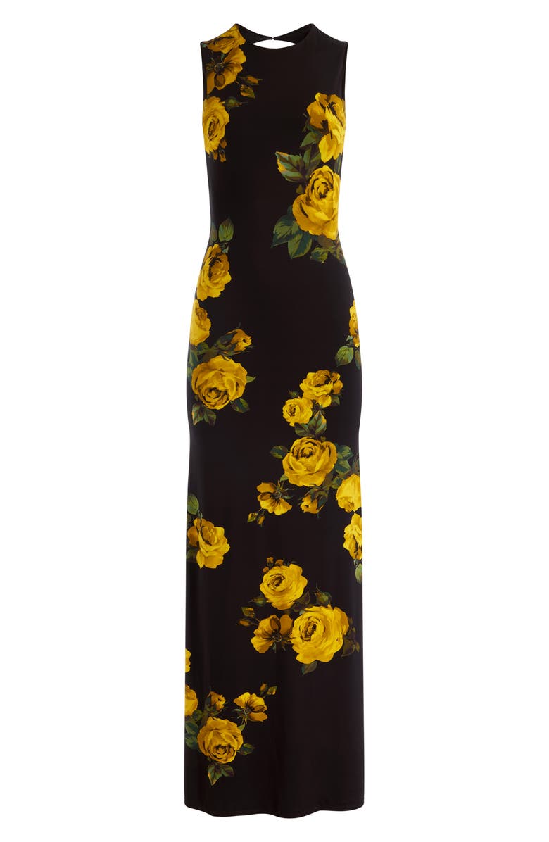 Alice + Olivia Delora Floral Open Back Body-Con Maxi Dress, Alternate, color, Rosehips