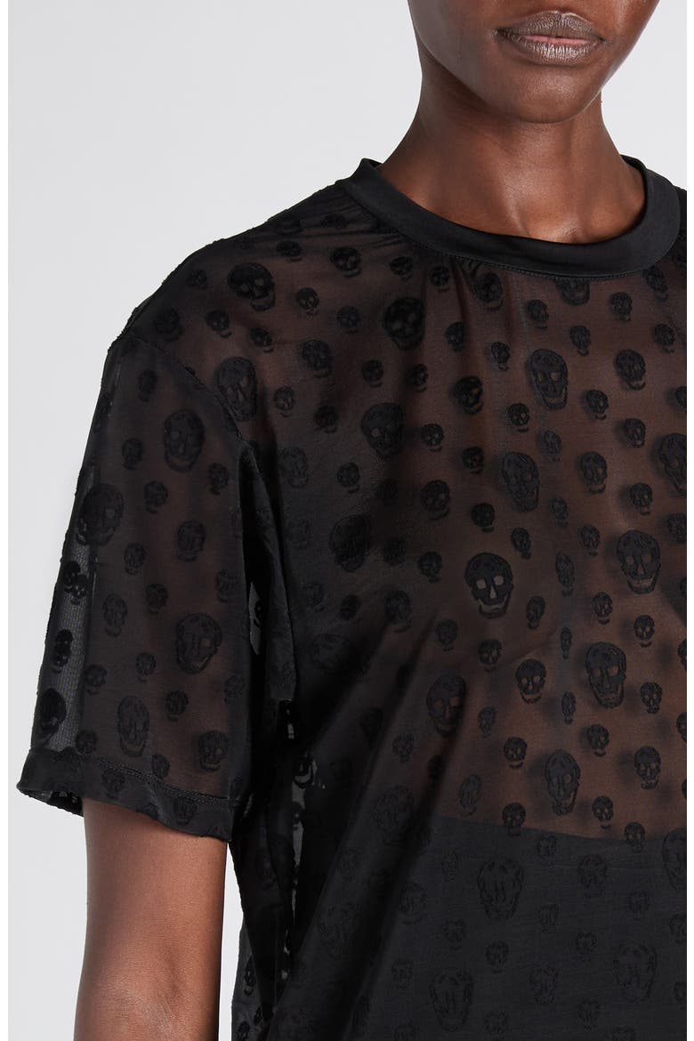 Skull Sheer Jersey T-Shirt, Alternate, color, BLACK