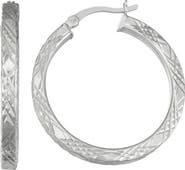 CANDELA JEWELRY Sterling Silver Diamond Cut Hoop Earrings