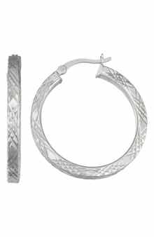 Sterling Silver Diamond Cut Hoop Earrings
