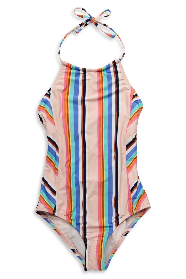 Stripe Out Halter One-Piece Swimsuit, Main, color, MULTI