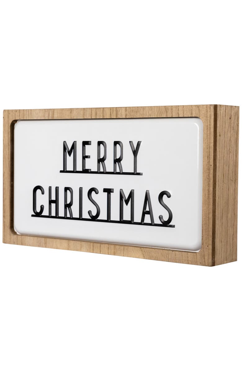 Northlight 3D Wooden Merry Christmas Decoration - 13" - White and Black, Alternate, color, 