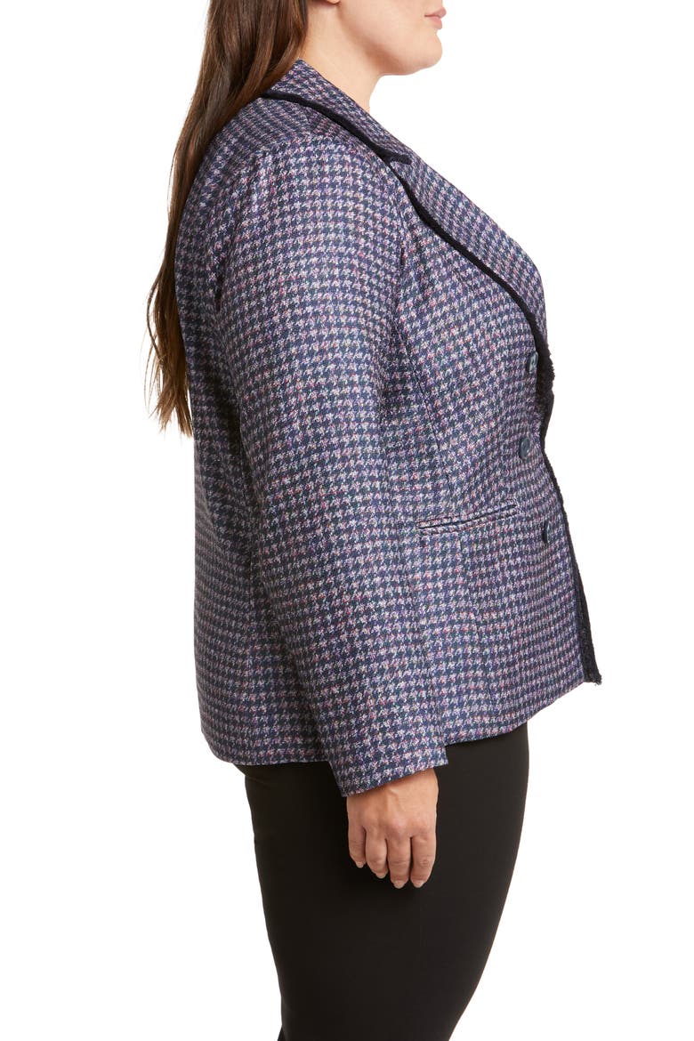 Houndstooth Faux Double Breasted Blazer, Alternate, color, NAVY/ PINK/ VIOLET