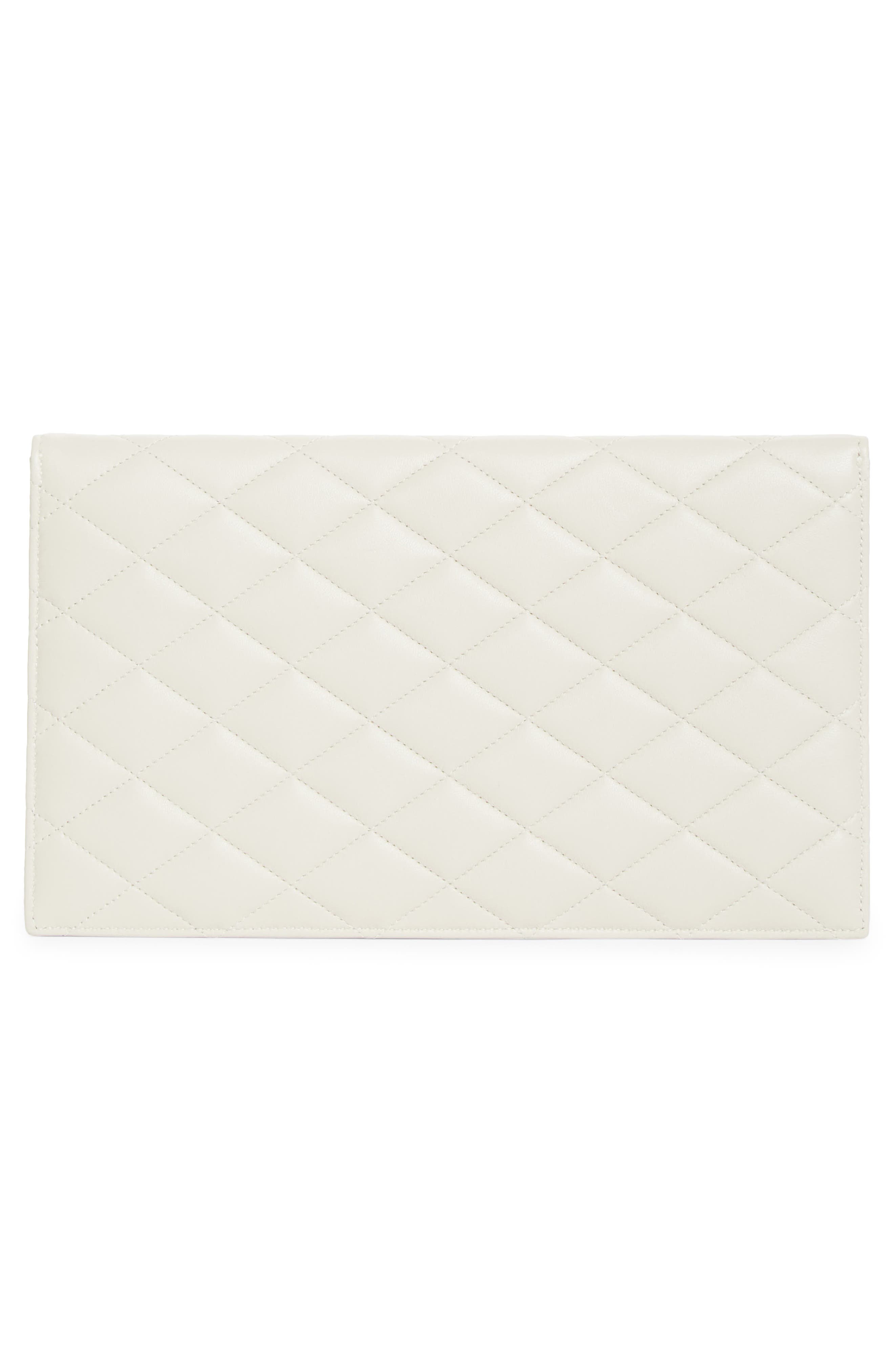 Saint Laurent Paris Diamond Quilt Pouch, Alternate, color, Blanc Vintage