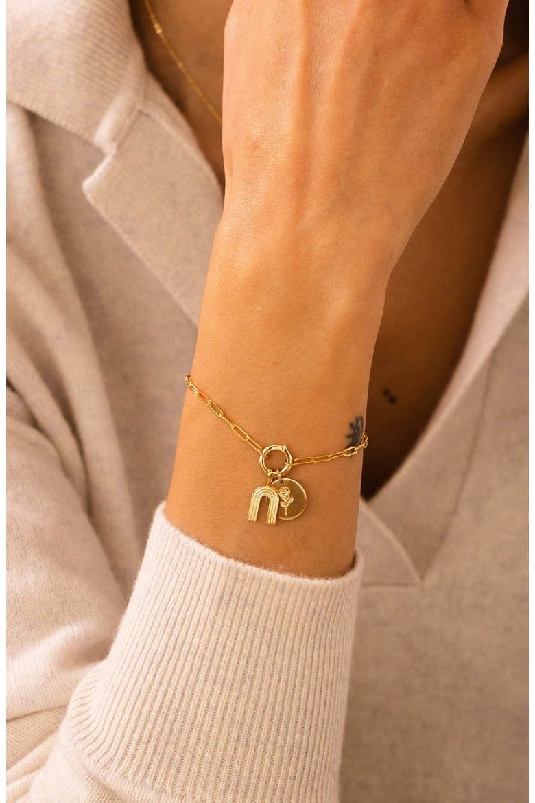 Jude Charm Bracelet with Link Lock, Alternate, color, Gold Filled