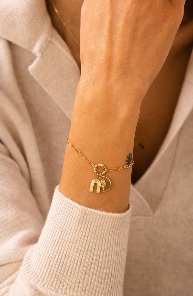 MADE BY MARY Jude Charm Bracelet with Link Lock, Alternate, color, Gold Filled