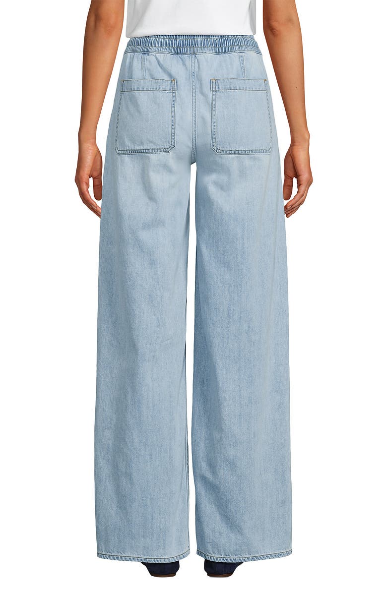 Lands' End Lightweight Denim High Rise Relaxed Straight Pull On Pocket Jeans, Alternate, color, Breeze Blue Wash