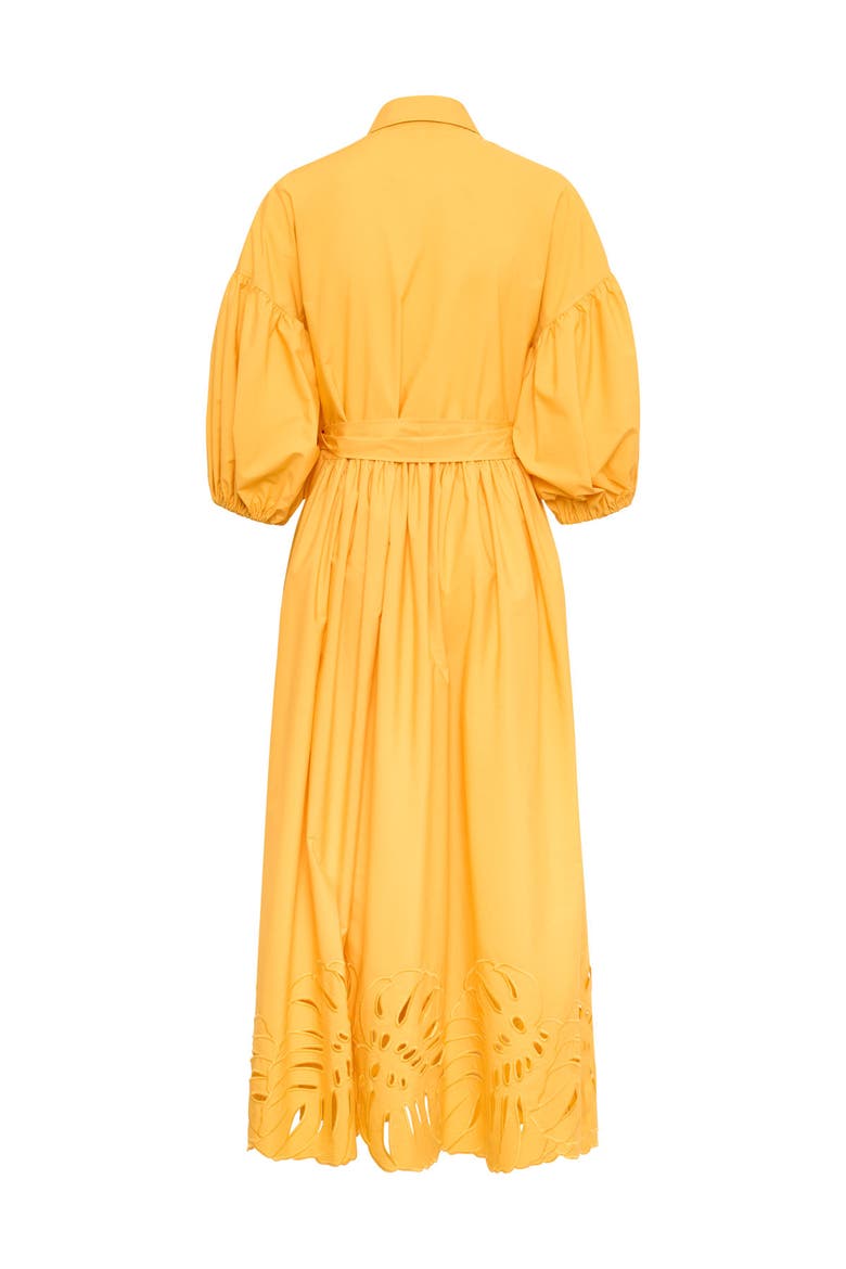 Poplin Dress With Big Leave Embroidery, Alternate, color, Yellow