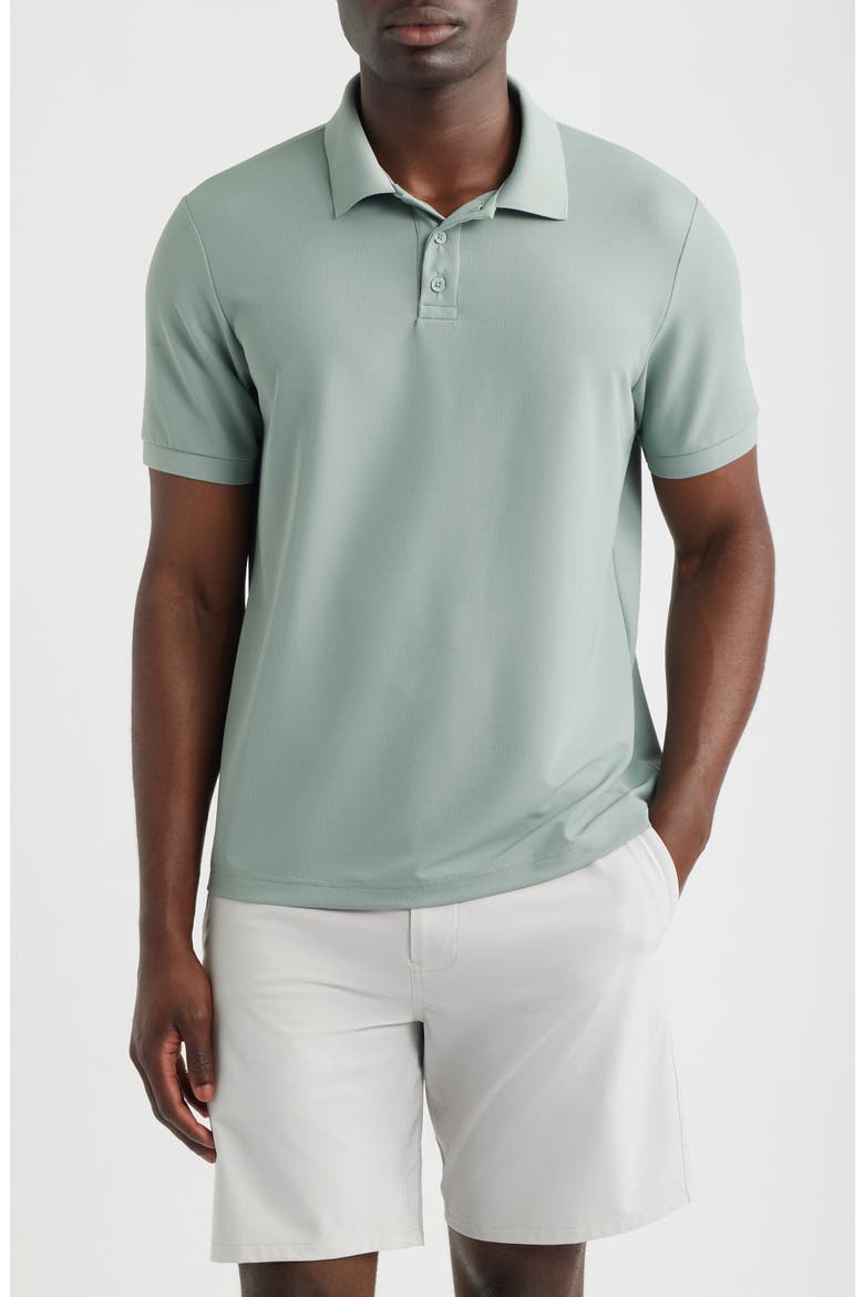 Textured Performance Polo, Main, color, GREEN SLATE
