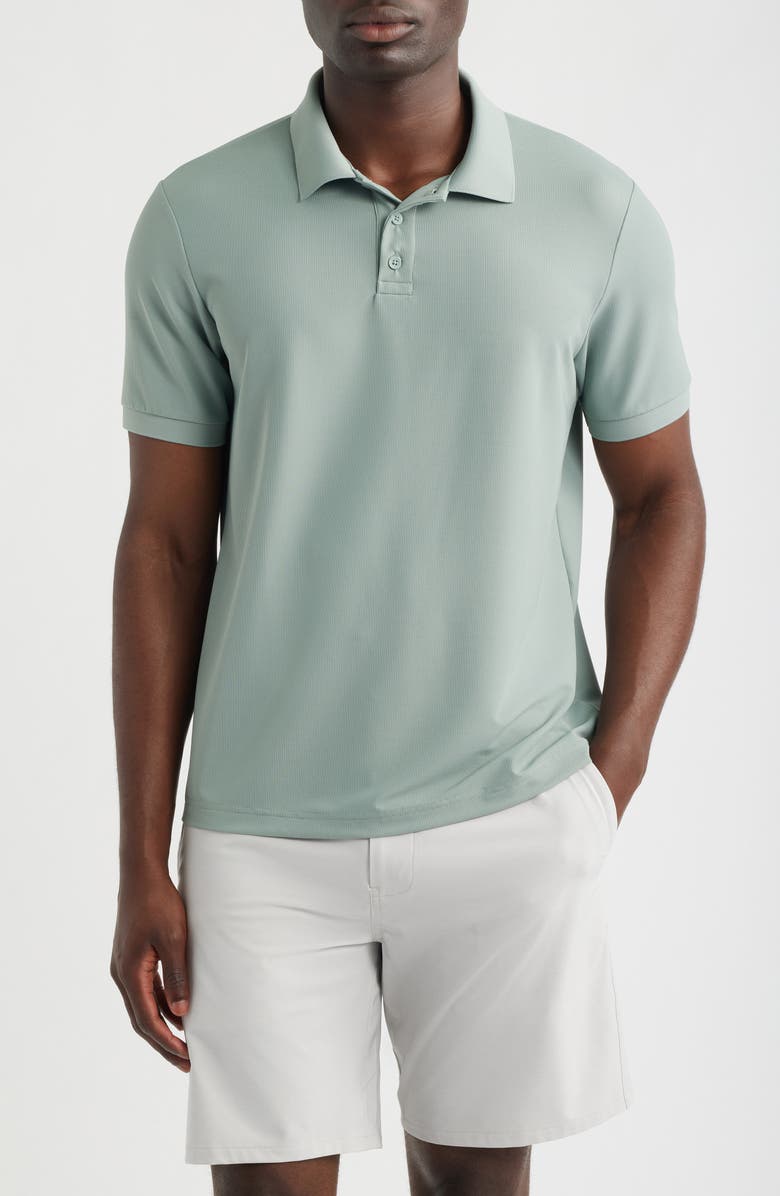 Zella Textured Performance Polo, Main, color, Green Slate
