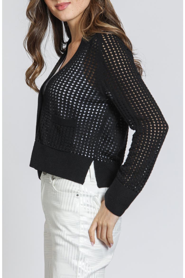 Open Stitch Cardigan, Alternate, color, BLACK