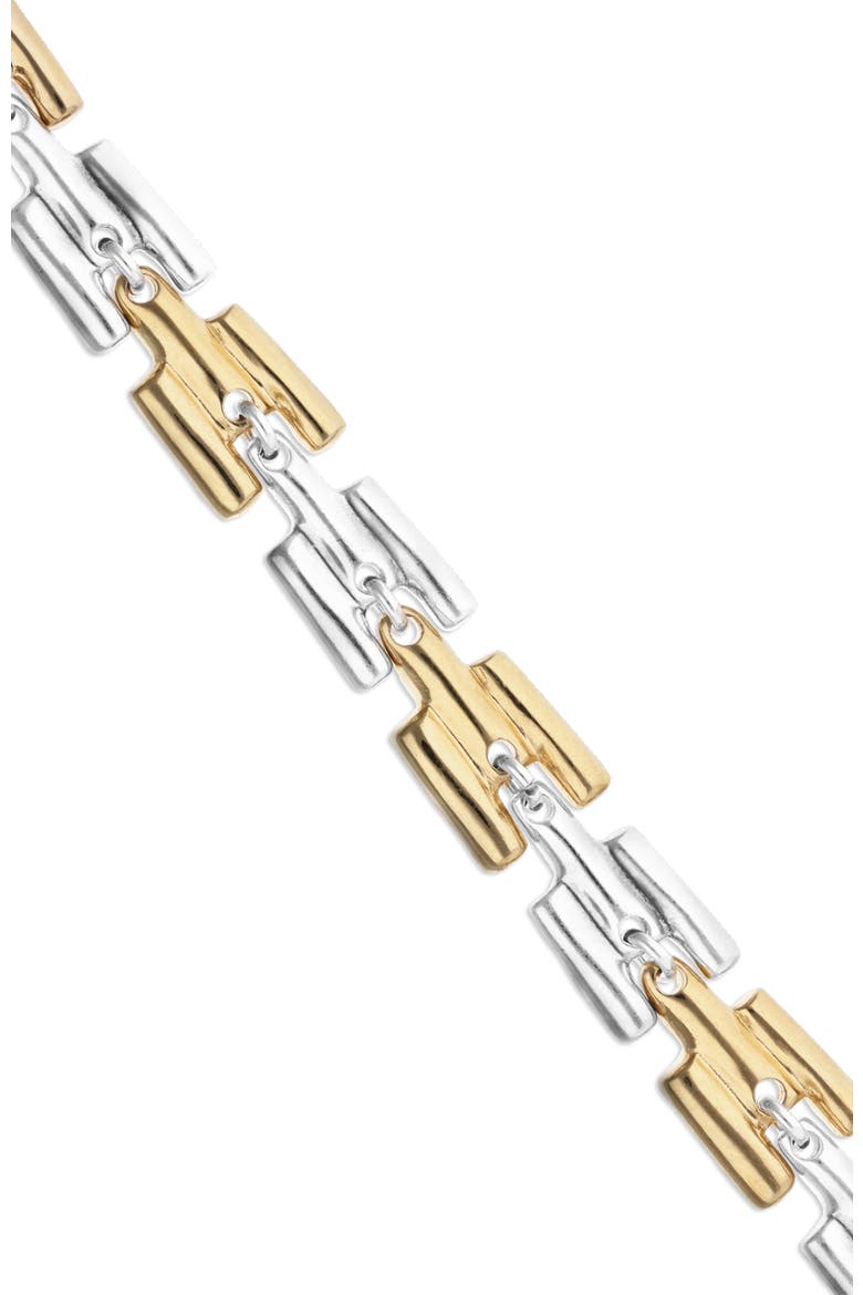 Half Sterling Silver Half 18K Gold Plated Bracelet With Links, Alternate, color, Silver and Gold