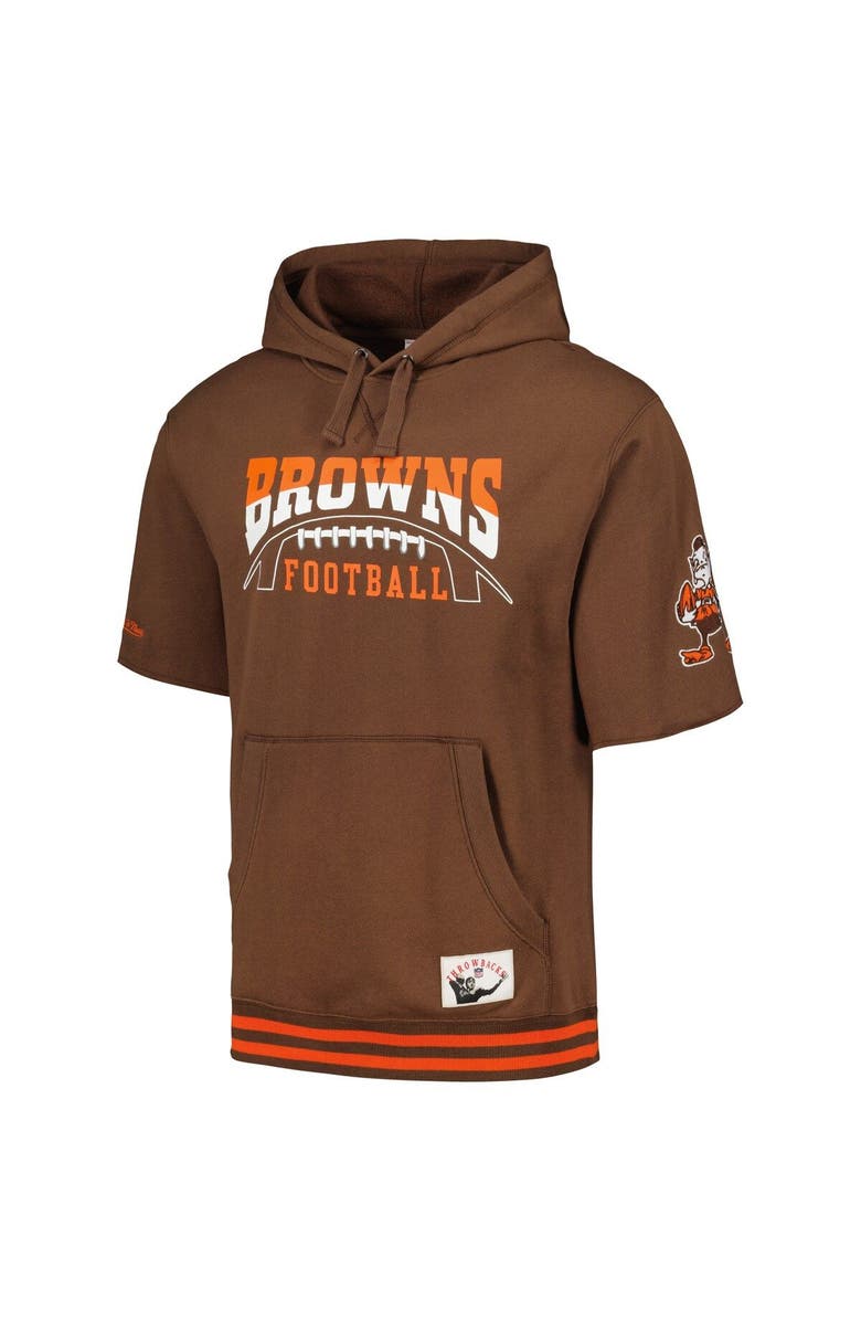 Mitchell & Ness Men's Mitchell & Ness Brown Cleveland Browns Pre-Game Short Sleeve Pullover Hoodie, Alternate, color, Brown