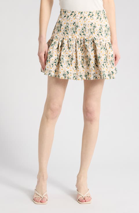 Floral Embroidered Tiered Miniskirt